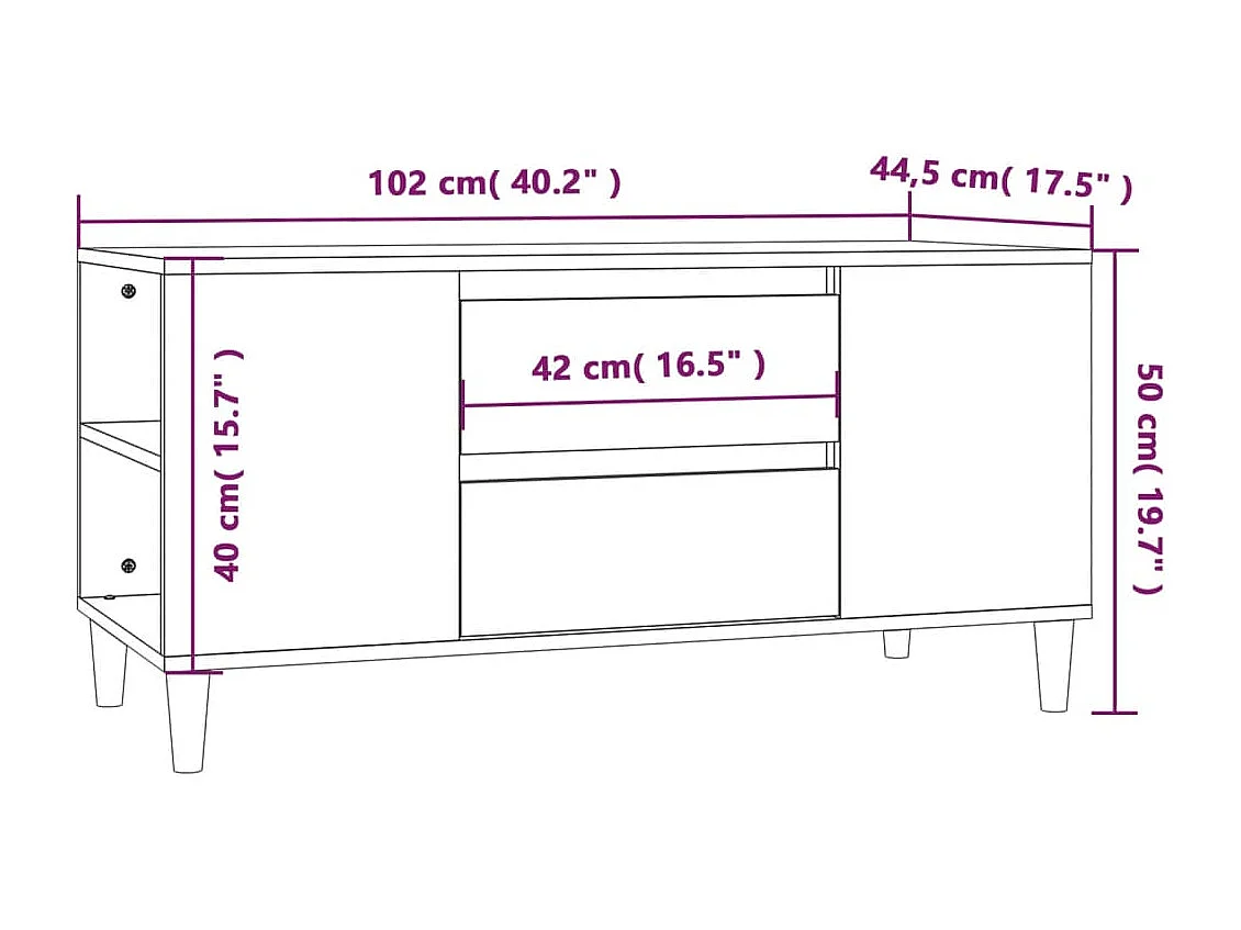 Meuble TV Sonoma gris 102x44,5x50 Bois d'ingénierie
