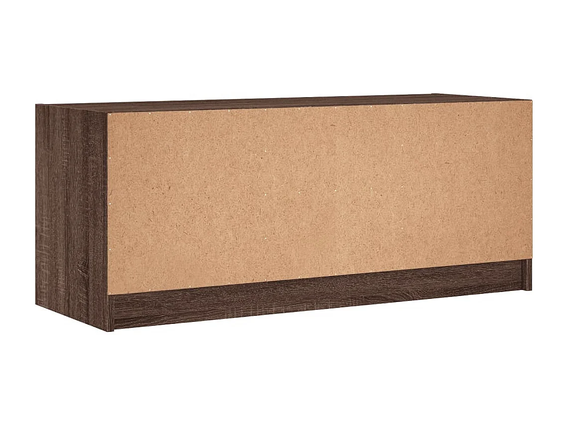 Meuble TV avec portes en verre chêne marron 102x37x42