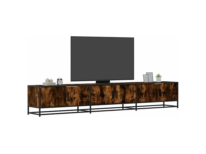 Meuble TV chêne fumé 240x35x41 bois d'ingénierie