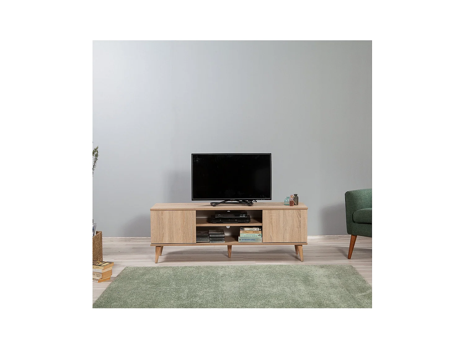 Mueble de TV – 140 cm – Roble Sonoma – Tablero de partículas