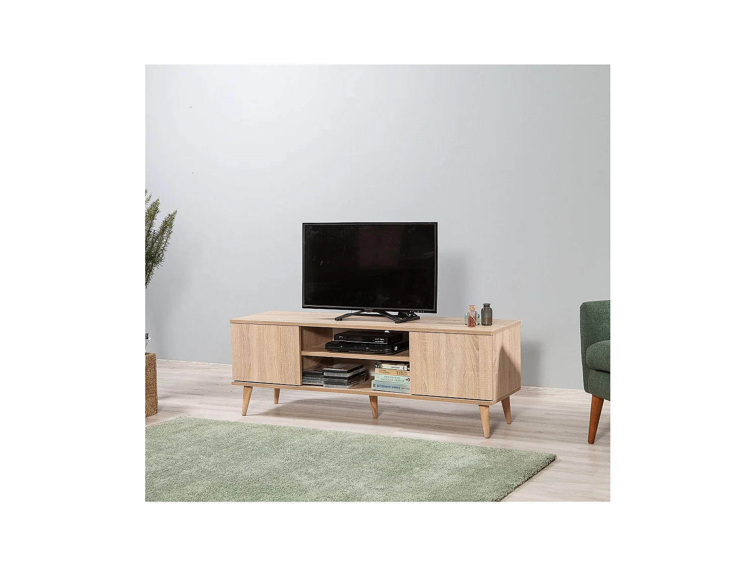 Mueble de TV – 140 cm – Roble Sonoma – Tablero de partículas