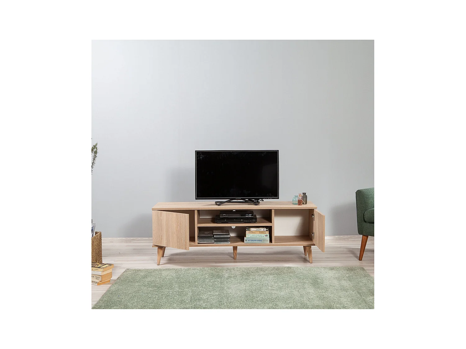 Mueble de TV – 140 cm – Roble Sonoma – Tablero de partículas