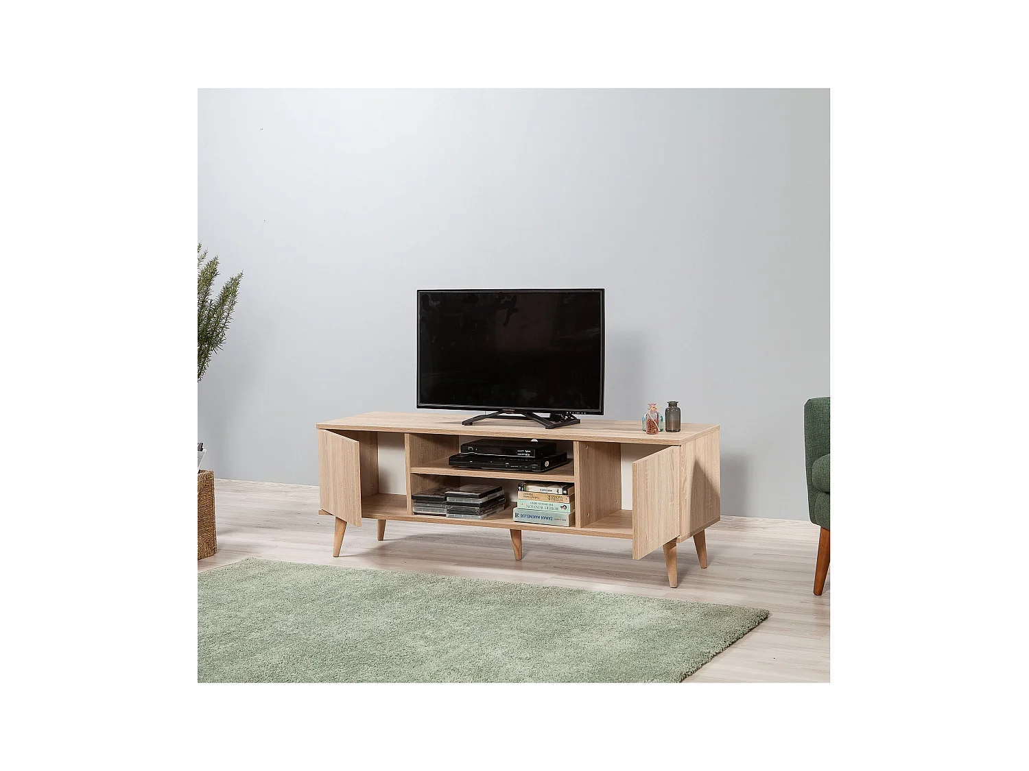 Mueble de TV – 140 cm – Roble Sonoma – Tablero de partículas