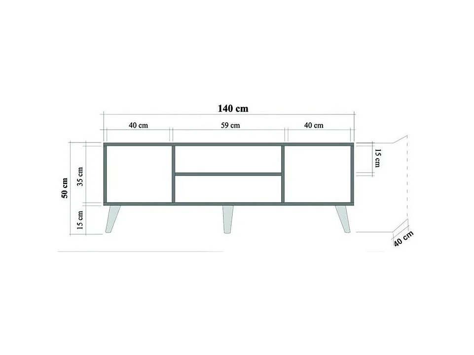 Mueble de TV – 140 cm – Roble Sonoma – Tablero de partículas