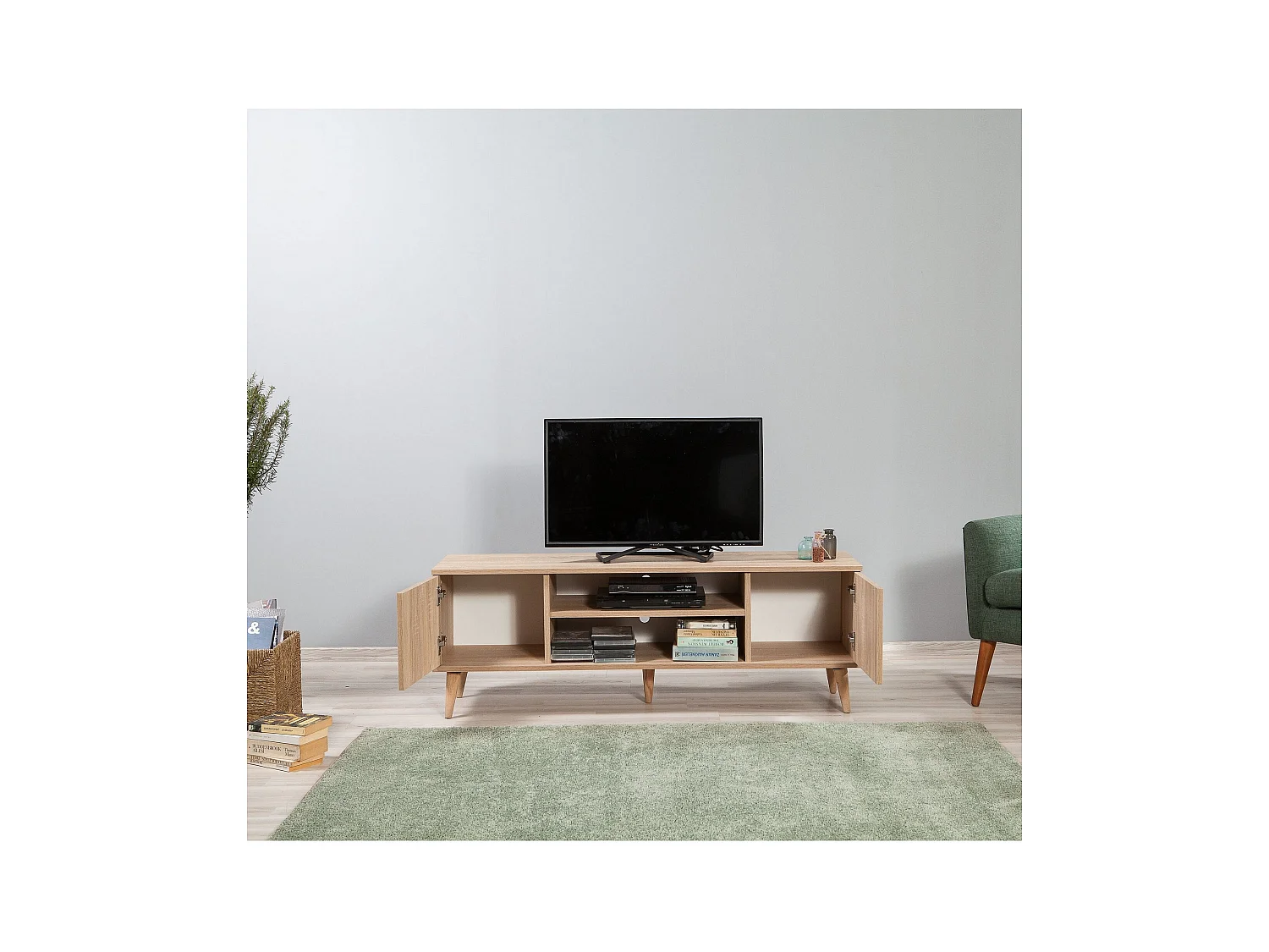 Mueble de TV – 140 cm – Roble Sonoma – Tablero de partículas