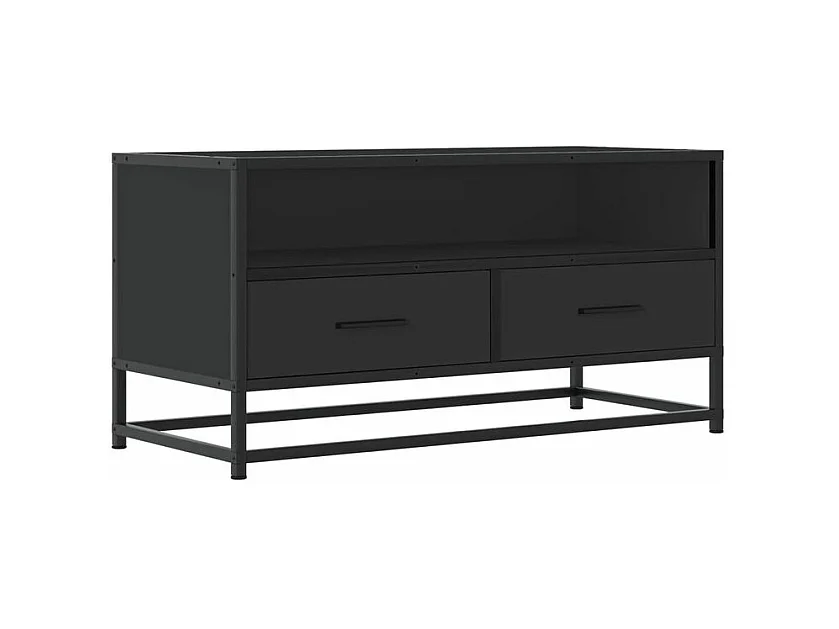 Meuble TV noir 80x34,5x40 bois d'ingénierie et métal