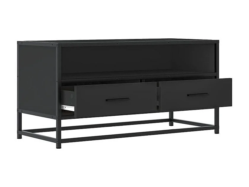 Meuble TV noir 80x34,5x40 bois d'ingénierie et métal