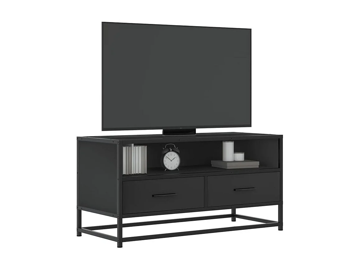 Meuble TV noir 80x34,5x40 bois d'ingénierie et métal