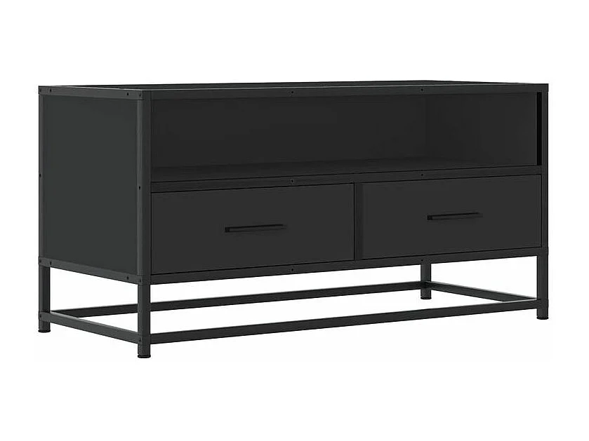 Meuble TV noir 80x34,5x40 bois d'ingénierie et métal