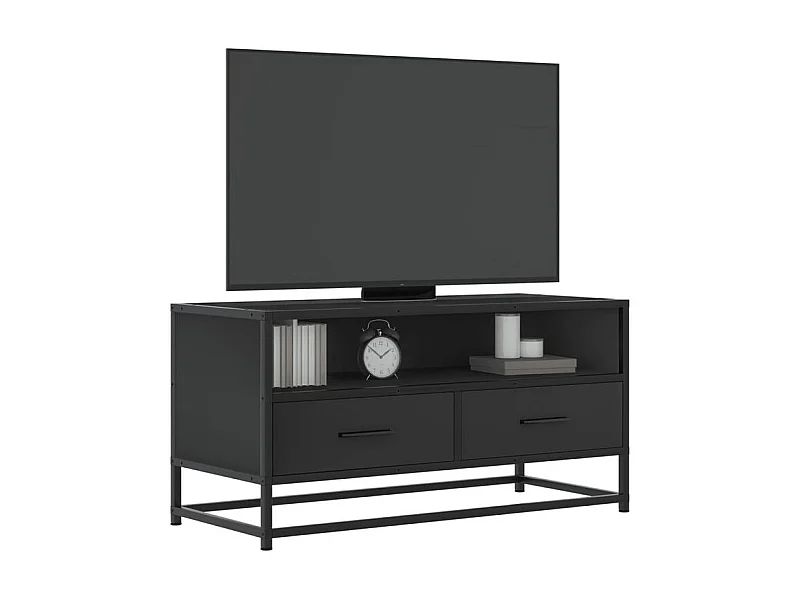 Meuble TV noir 80x34,5x40 bois d'ingénierie et métal