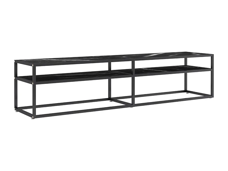 Meuble TV noir 180x40x40,5 Verre trempé