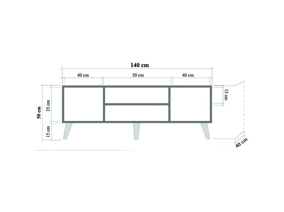 Mueble de TV de melamina – 140 cm – Roble Sonoma