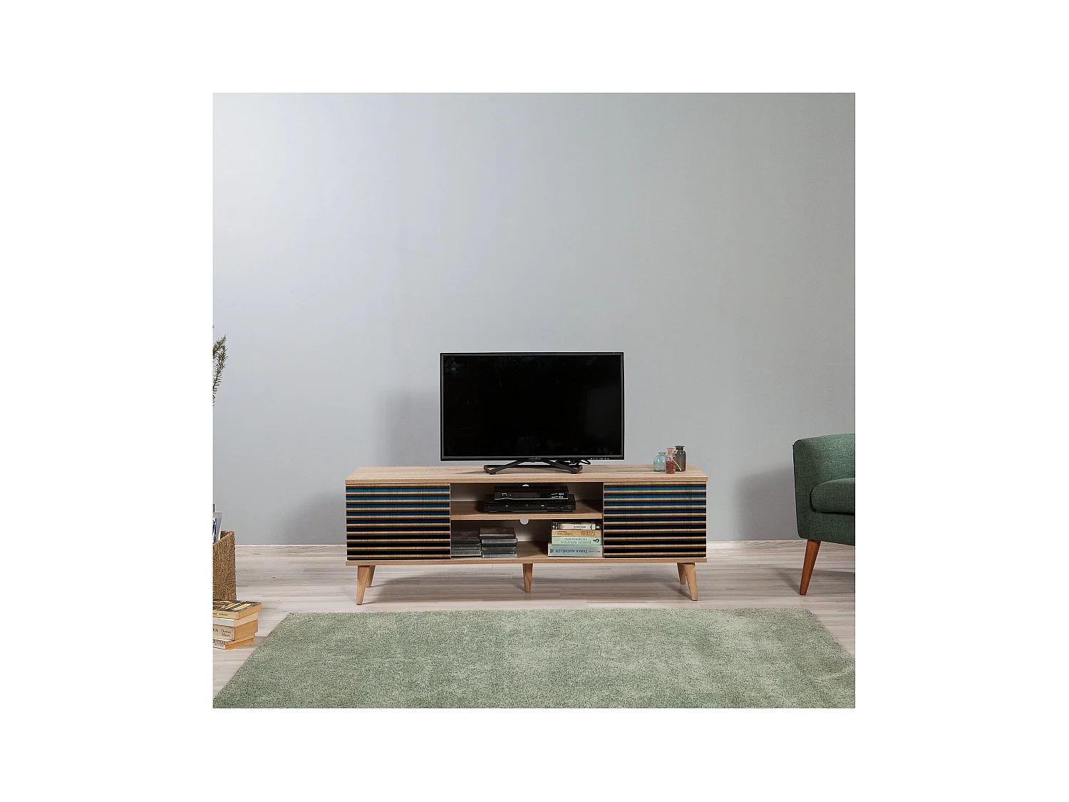 Mueble de TV de melamina – 140 cm – Roble Sonoma
