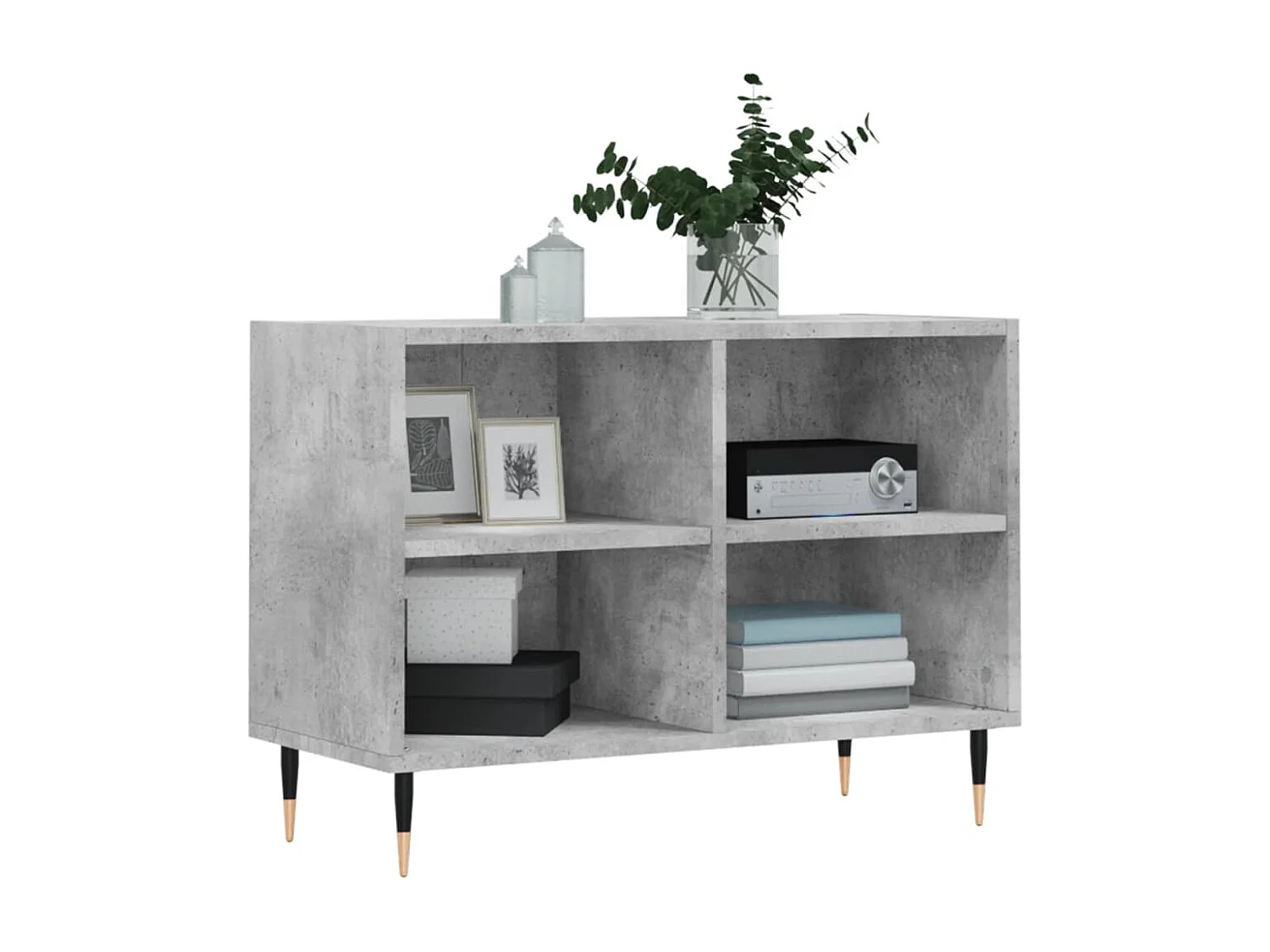 Meuble TV gris béton 69,5x30x50 bois d'ingénierie