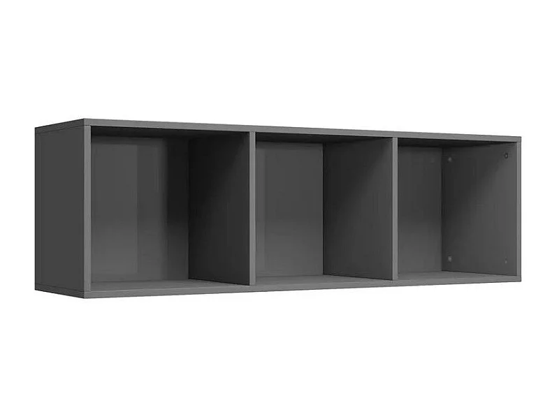 Meuble TV 3 niches bois gris brillant Membi 114cm