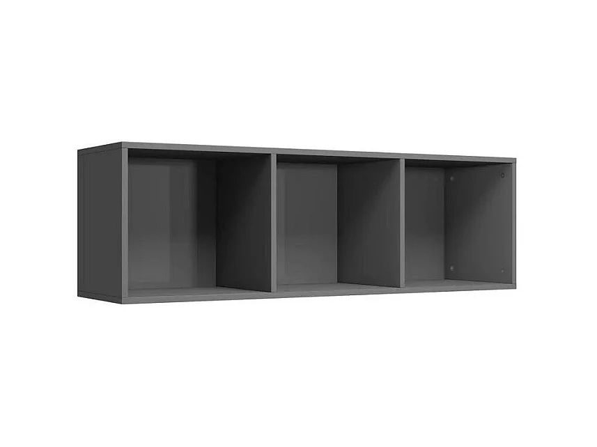 Meuble TV 3 niches bois gris brillant Membi 114cm