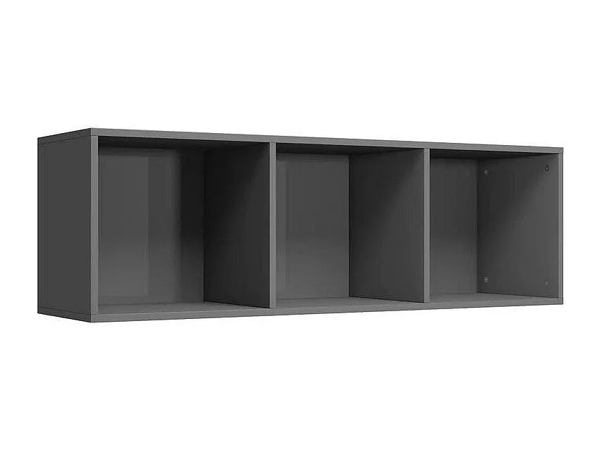 Meuble TV 3 niches bois gris brillant Membi 114cm