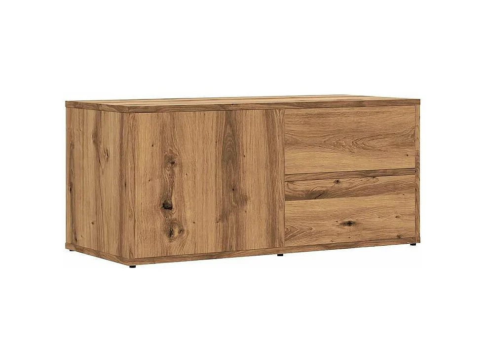 Meuble TV chêne artisanal 80x34x35,5 bois d'ingénierie