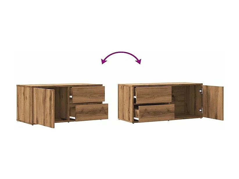 Meuble TV chêne artisanal 80x34x35,5 bois d'ingénierie