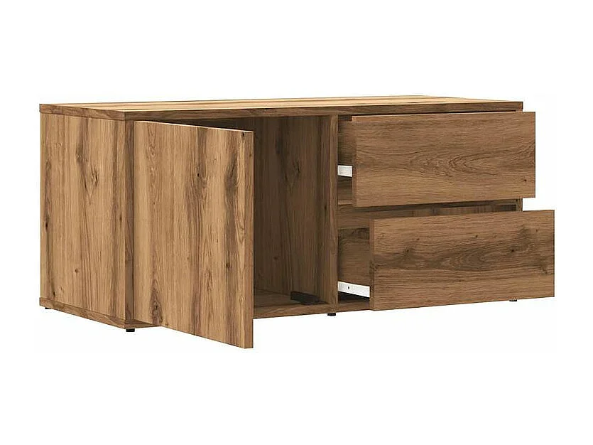 Meuble TV chêne artisanal 80x34x35,5 bois d'ingénierie