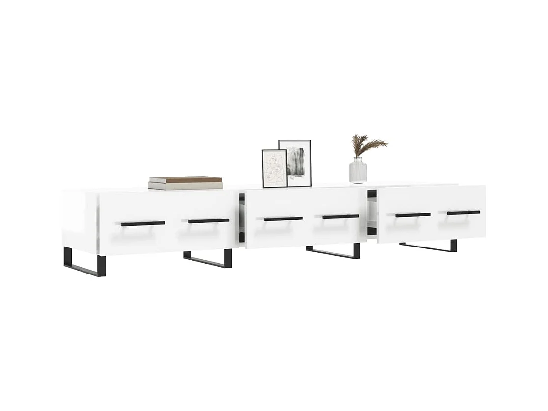 Meuble TV blanc brillant 150x36x30 bois d'ingénierie