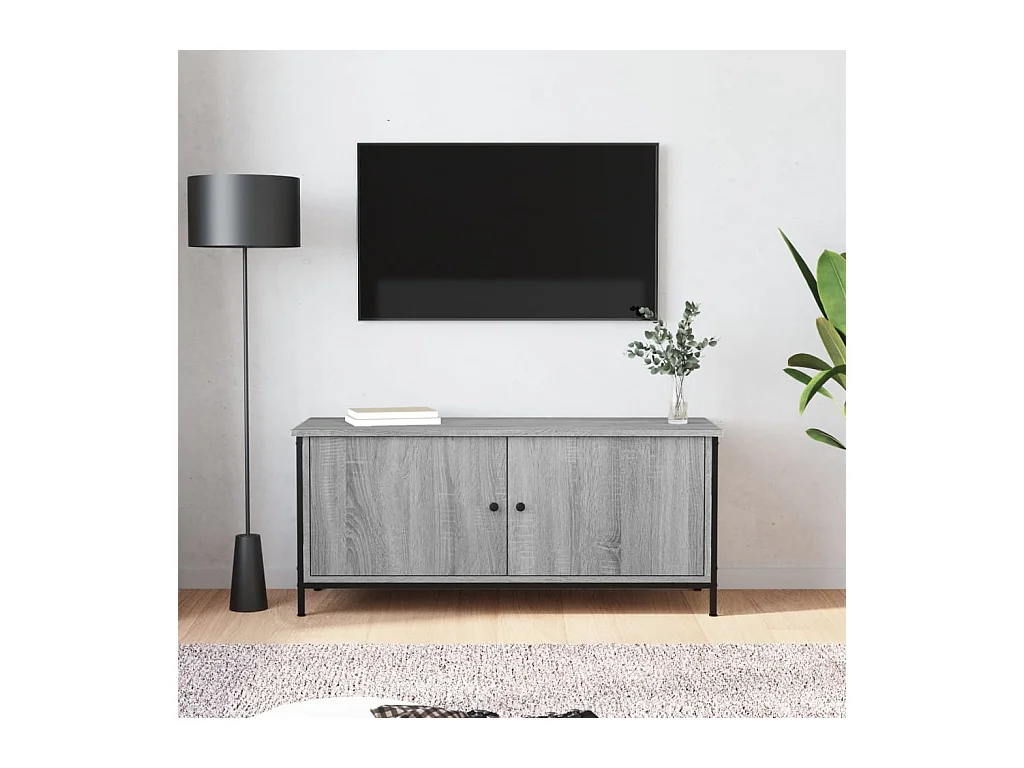 Meuble TV avec portes sonoma gris 102x35x45 bois d'ingénierie