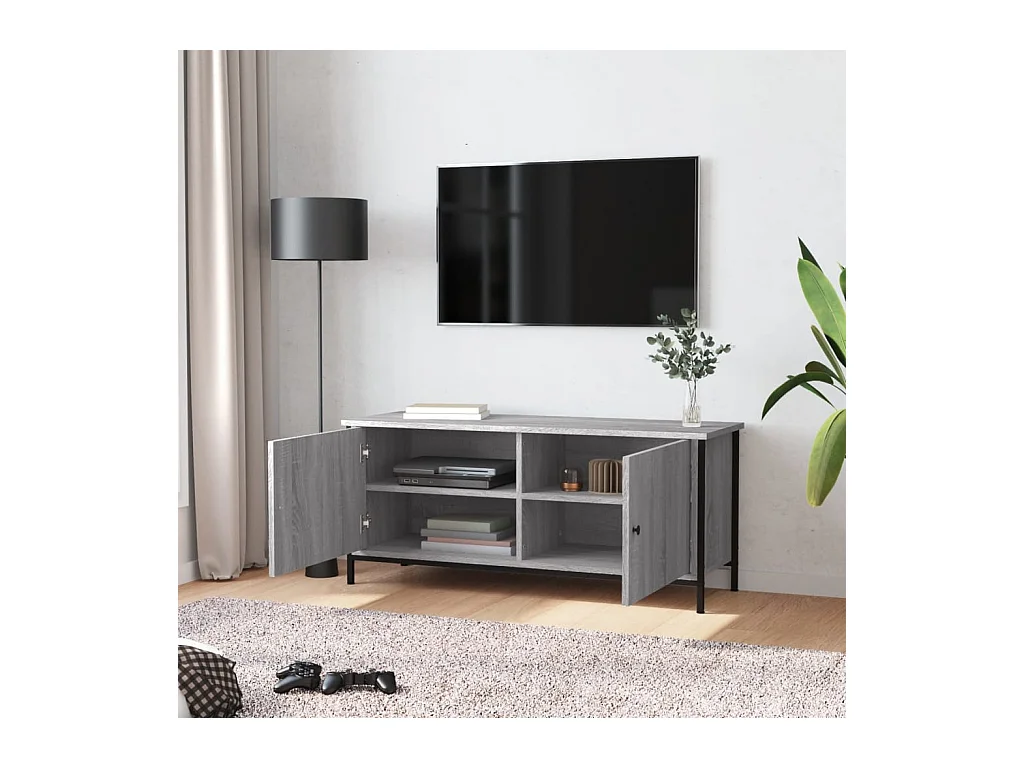 Meuble TV avec portes sonoma gris 102x35x45 bois d'ingénierie