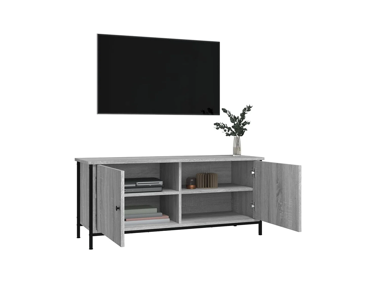 Meuble TV avec portes sonoma gris 102x35x45 bois d'ingénierie