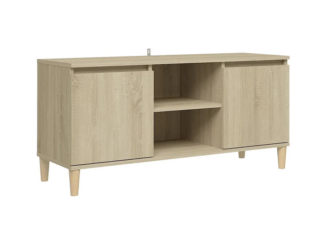 Meuble TV avec pieds en bois massif Chêne sonoma 103,5x35x50