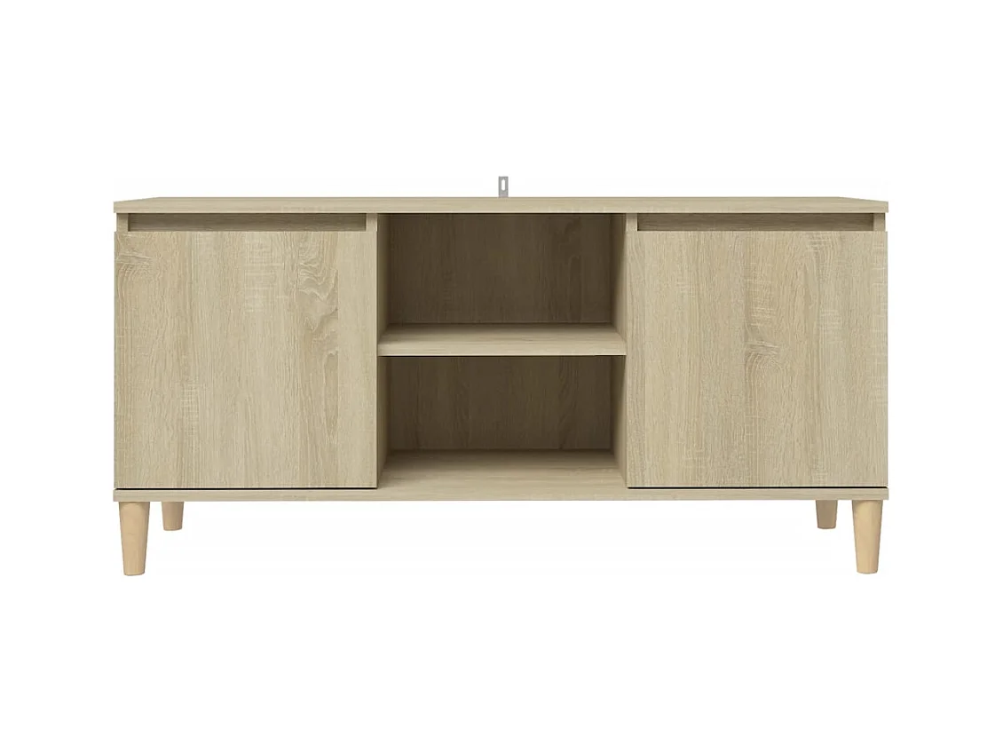 Meuble TV avec pieds en bois massif Chêne sonoma 103,5x35x50