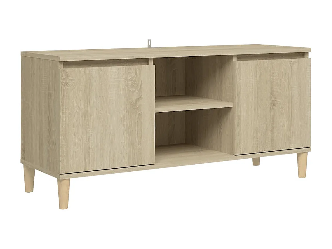 Meuble TV avec pieds en bois massif Chêne sonoma 103,5x35x50