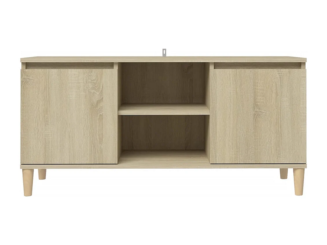 Meuble TV avec pieds en bois massif Chêne sonoma 103,5x35x50