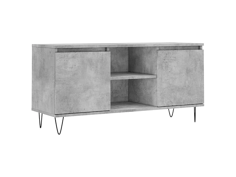 Meuble TV gris béton 104x35x50 bois d'ingénierie