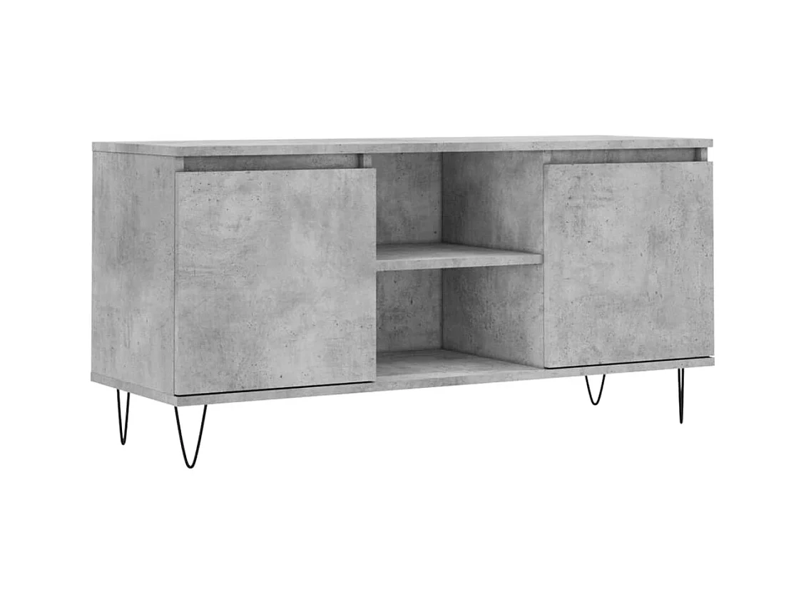 Meuble TV gris béton 104x35x50 bois d'ingénierie