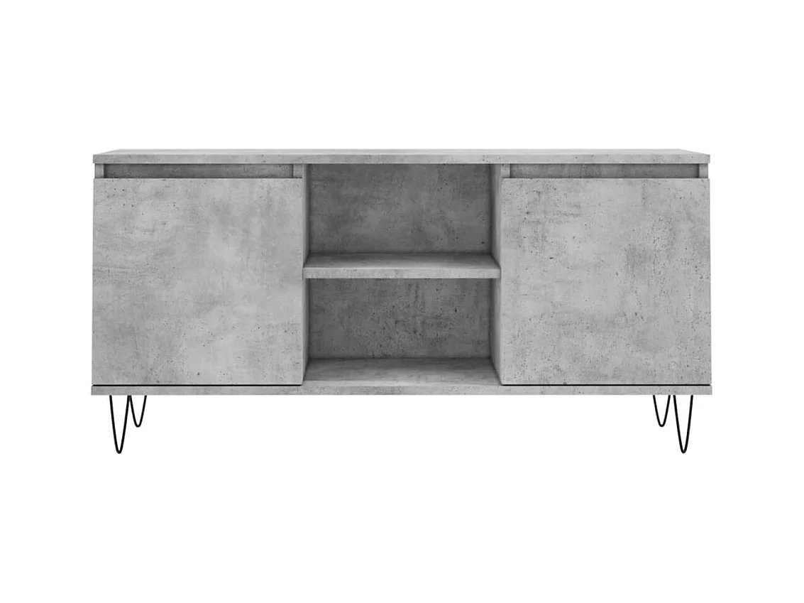 Meuble TV gris béton 104x35x50 bois d'ingénierie
