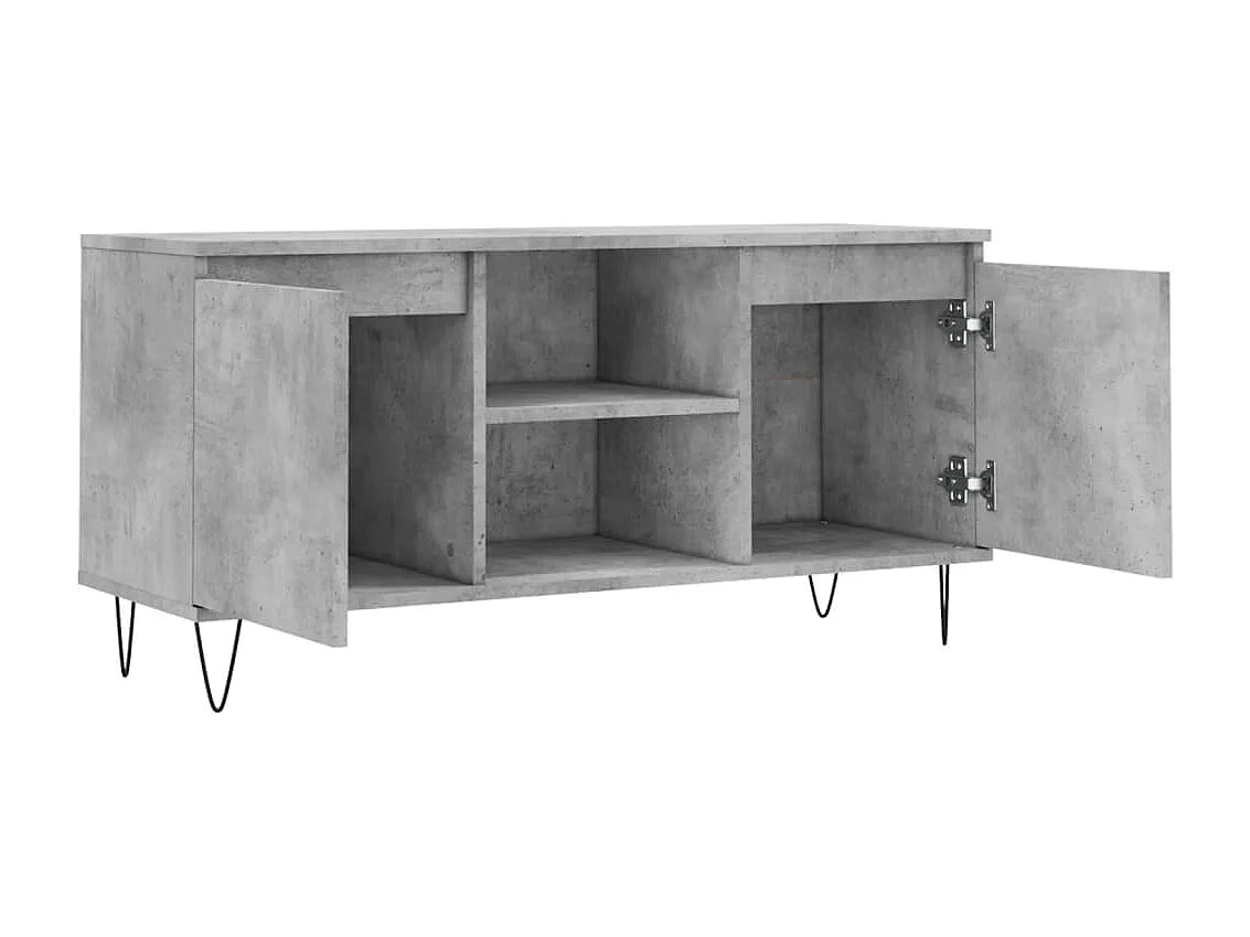 Meuble TV gris béton 104x35x50 bois d'ingénierie