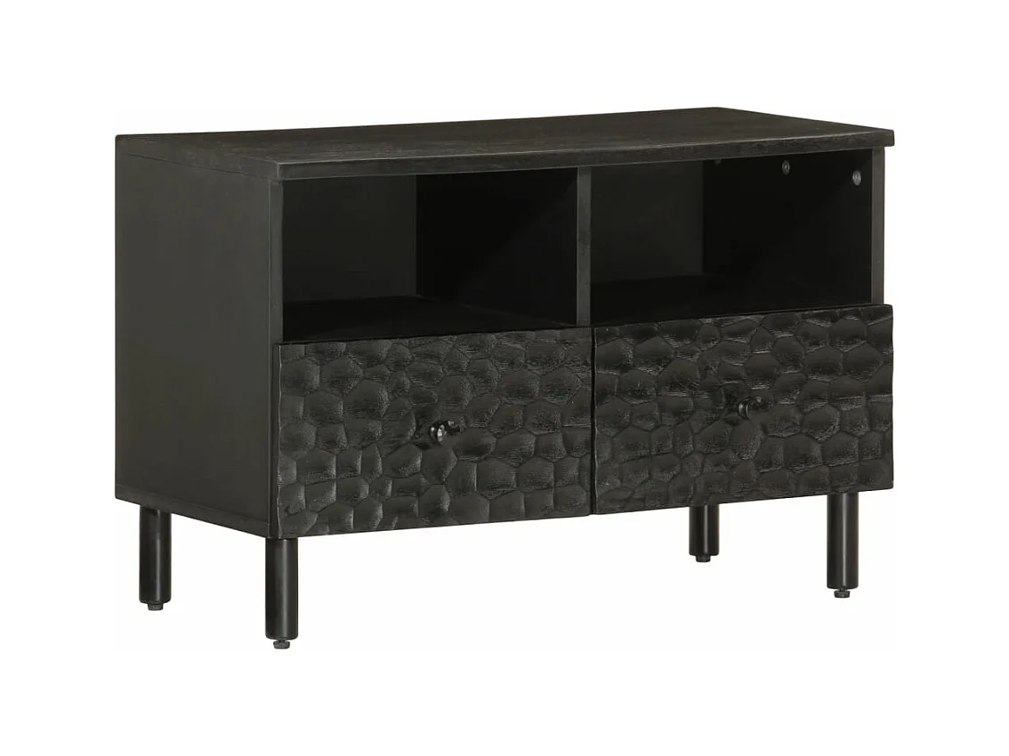 Meuble TV noir 70x33x46 bois massif de manguier