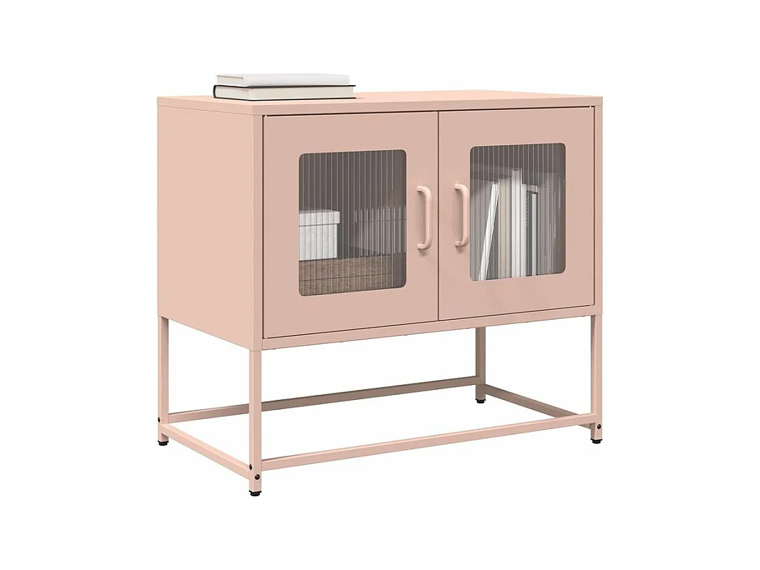 Meuble TV rose 68x39x60,5 acier laminé à froid