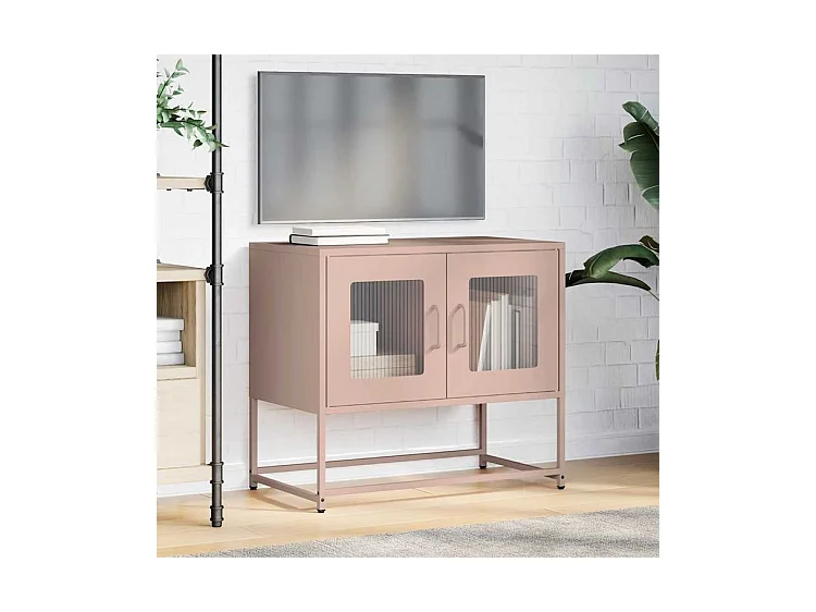 Meuble TV rose 68x39x60,5 acier laminé à froid
