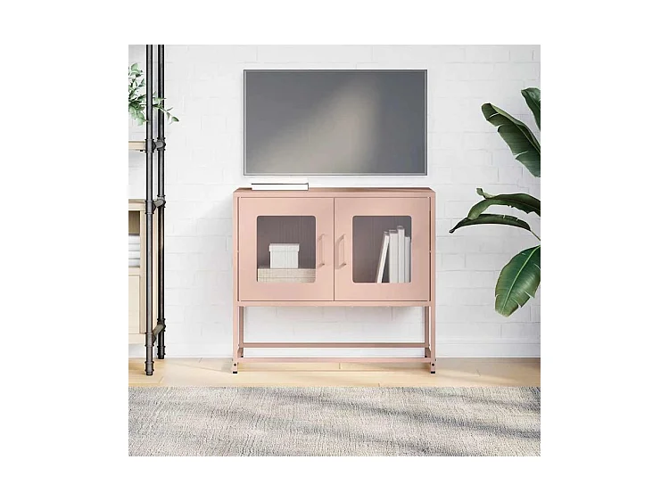 Meuble TV rose 68x39x60,5 acier laminé à froid