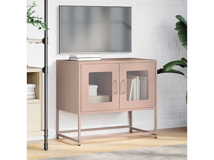 Meuble TV rose 68x39x60,5 acier laminé à froid