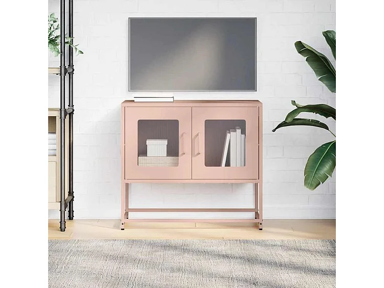 Meuble TV rose 68x39x60,5 acier laminé à froid