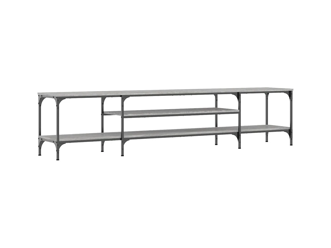 Meuble TV sonoma gris 201x35x45 bois d'ingénierie et fer