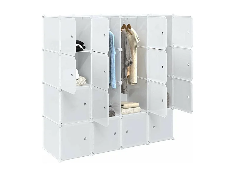 Cubes de rangement 16 pcs avec tiges de suspension PP