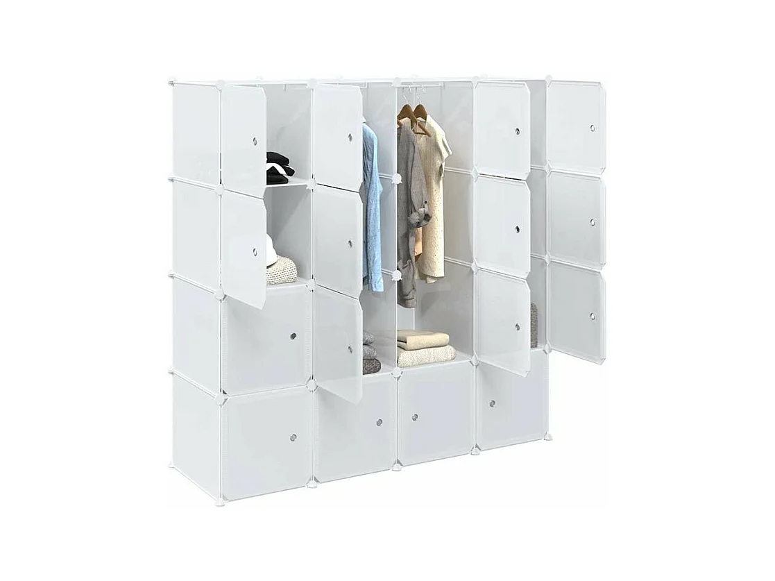 Cubes de rangement 16 pcs avec tiges de suspension PP