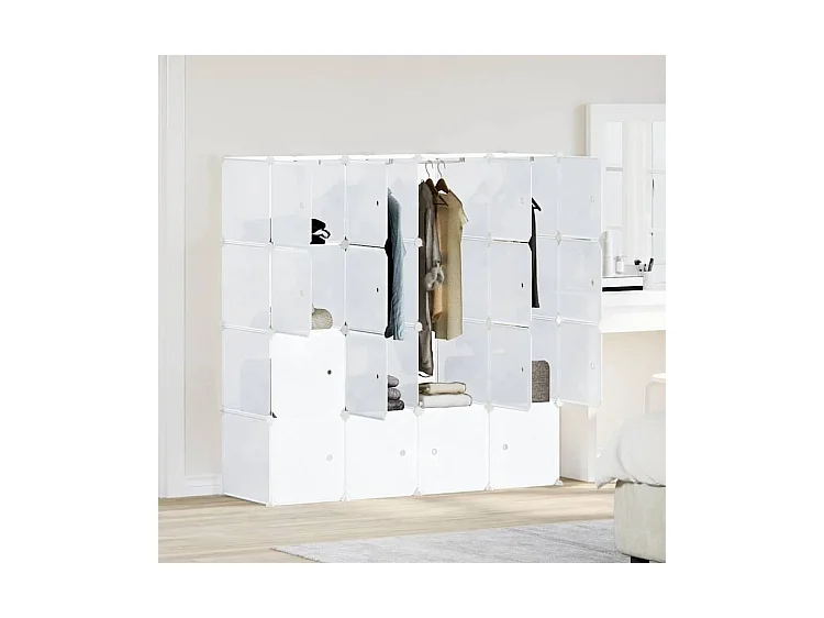 Cubes de rangement 16 pcs avec tiges de suspension PP