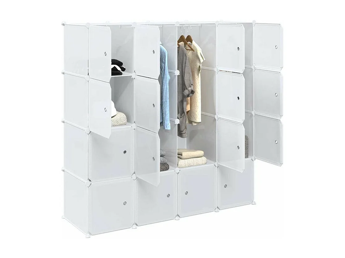 Cubes de rangement 16 pcs avec tiges de suspension PP