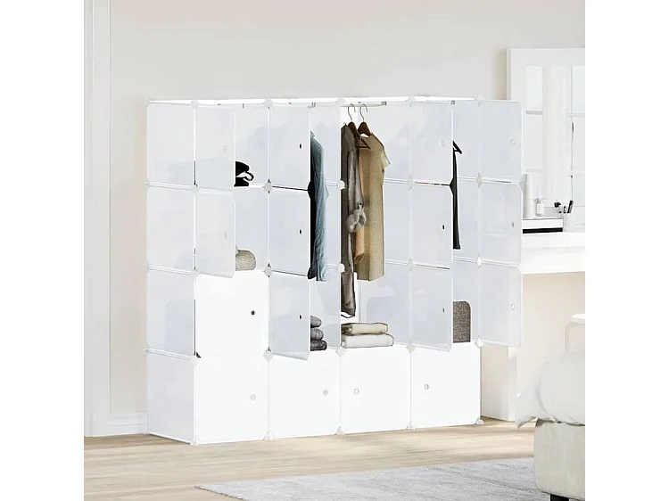 Cubes de rangement 16 pcs avec tiges de suspension PP