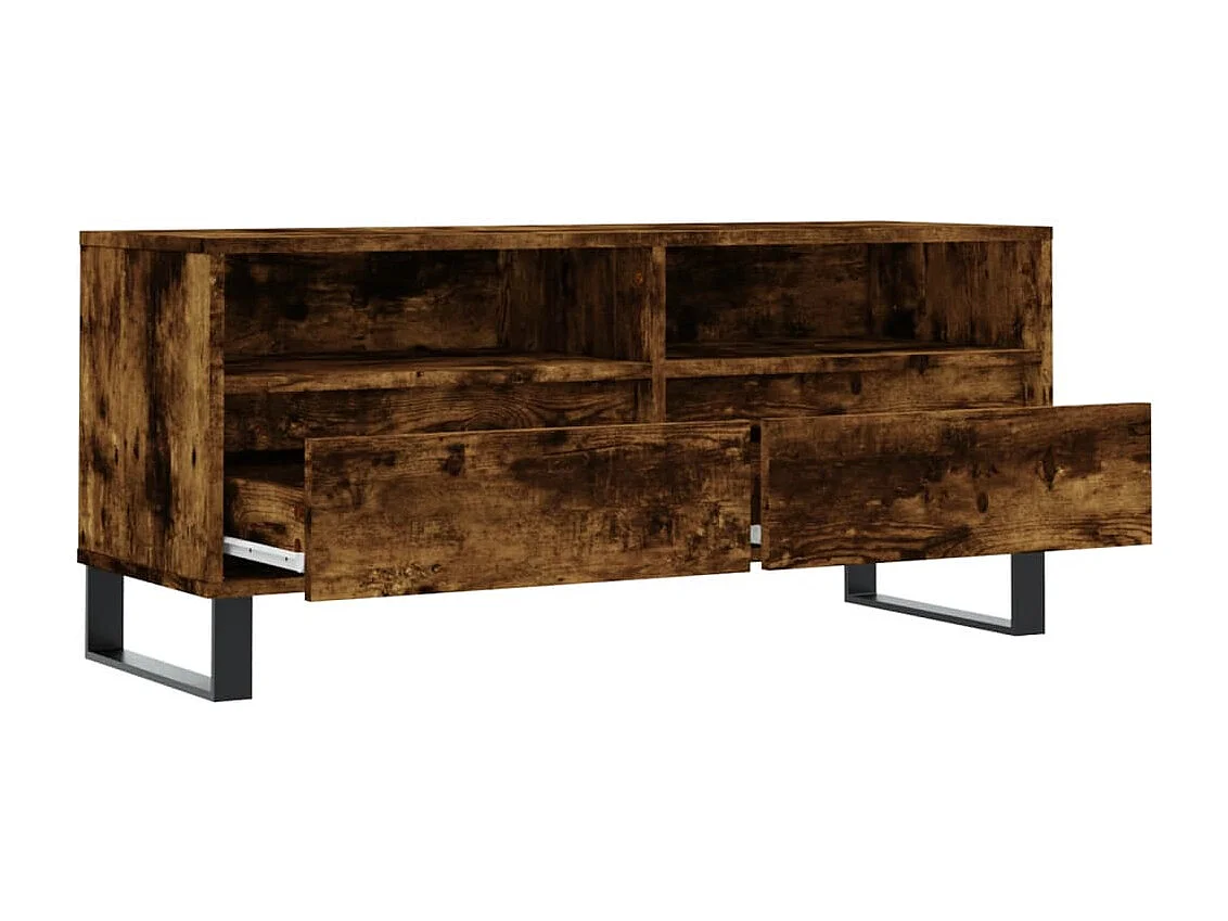 Meuble TV chêne fumé 100x34,5x44,5 bois d'ingénierie