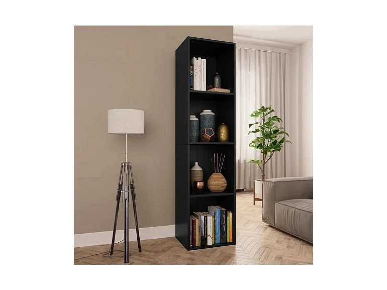 Meuble TV 4 niches bois noir Asana 143cm